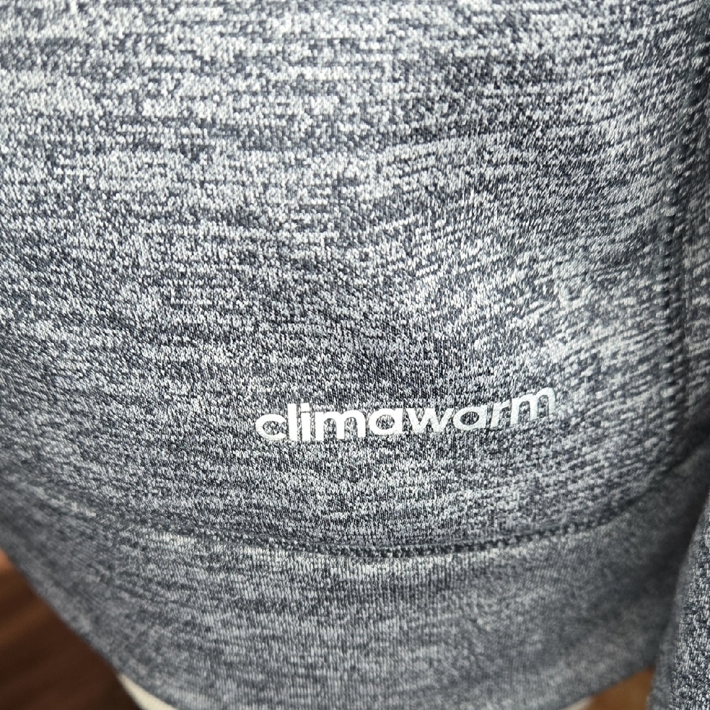 Adidas Climawarm Heather Gray Logo Long Sleeve Tee - Picture 3 of 5
